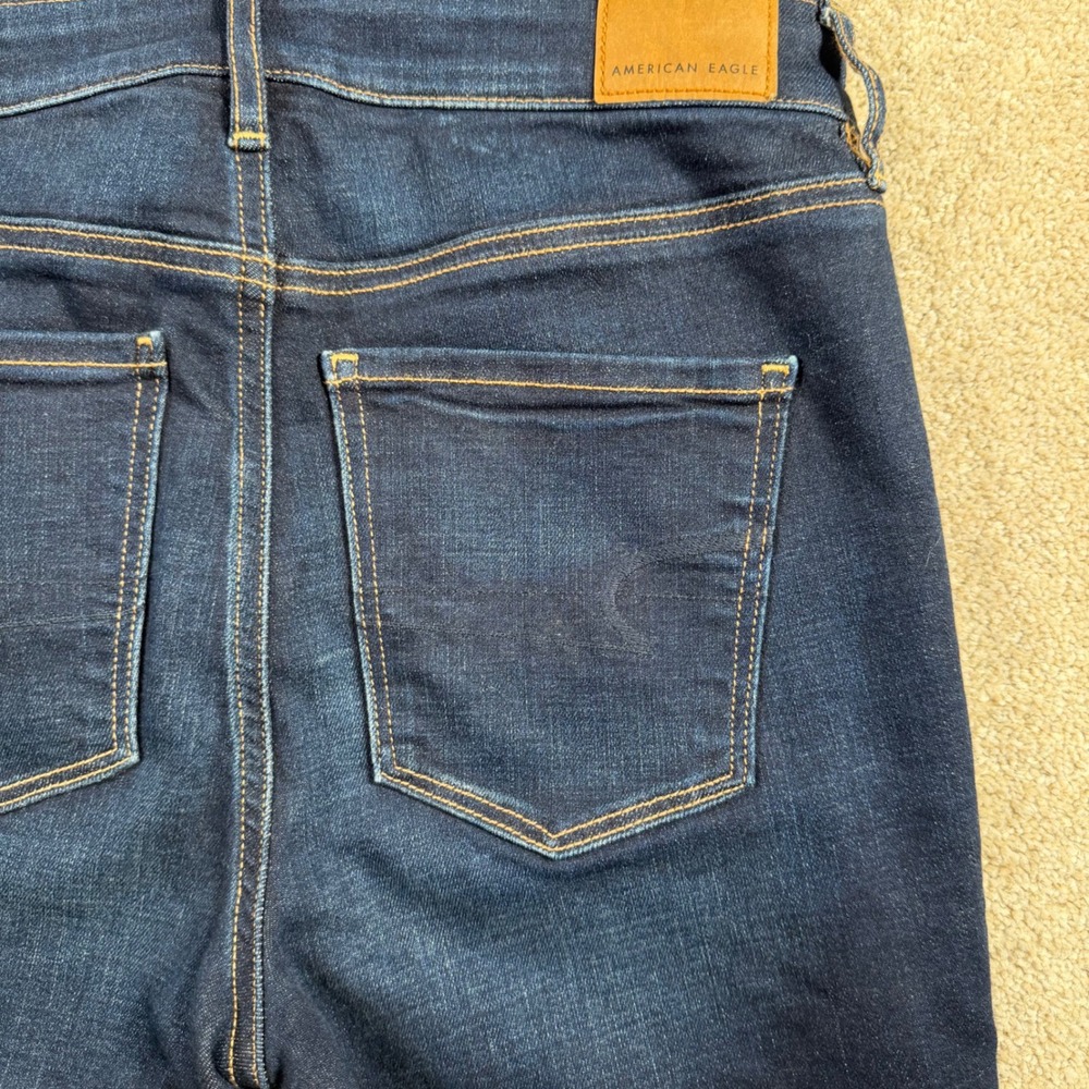 American Eagle Super Hi-Rise Flare Jeans Women 4 (FITS 28x27) Blue Super Stretch - Picture 3 of 13